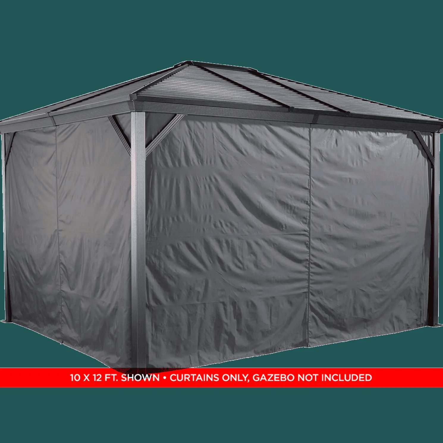 Curtains for Ventura Gazebo, 10 ft. x 10 ft. Gray, Gazebo Not Included