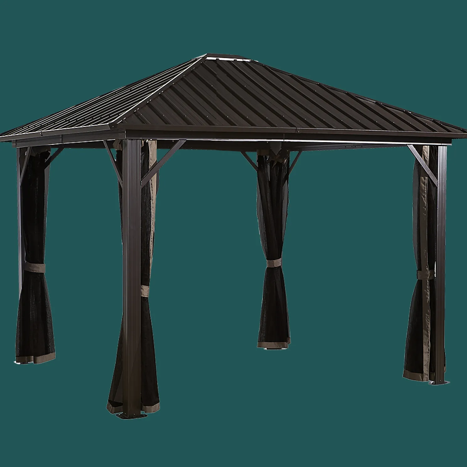 Genova Hardtop Gazebo, 12 ft. x 12 ft. Dark Brown